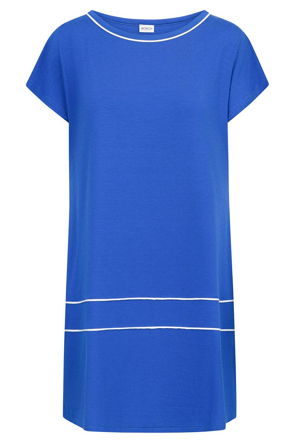 Rösch Strandkleid Kurzarm mit Kontrast-Paspeln Neon-Blau Blitzangebot
