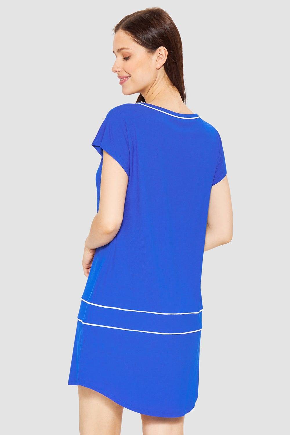 Rösch Strandkleid Kurzarm mit Kontrast-Paspeln Neon-Blau Blitzangebot