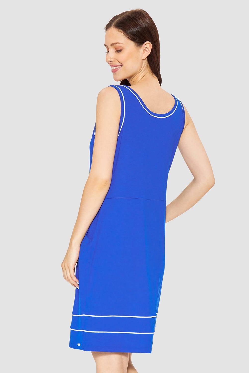 Rösch Strandkleid Ärmellos mit Kontrast-Paspeln Neon-Blau Große Rabatte