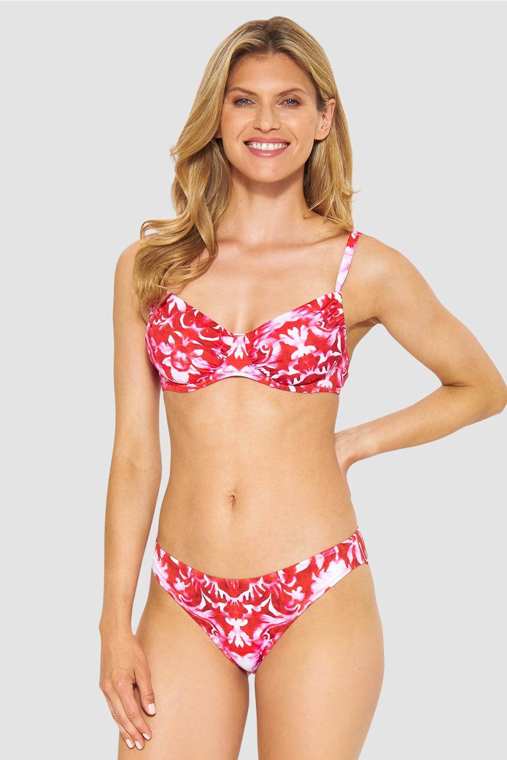 Rösch Bikini-Hose Neckholder im Ornament-Druck Rot-Weiß Saisonale Angebote