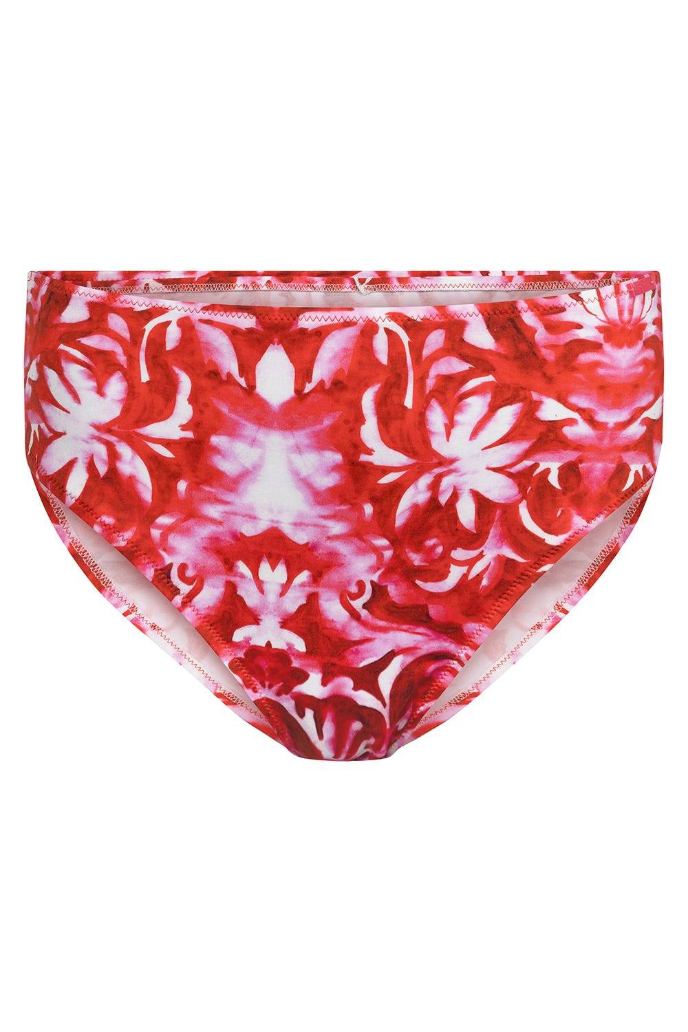 Rösch Bikini-Hose Neckholder im Ornament-Druck Rot-Weiß hoher Taillenausschnitt Räumungsverkauf