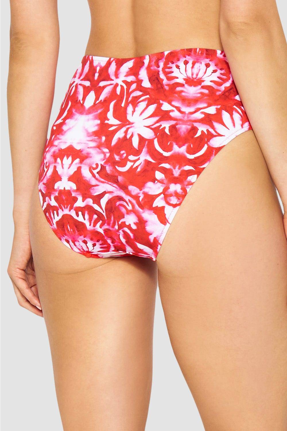 Rösch Bikini-Hose Neckholder im Ornament-Druck Rot-Weiß hoher Taillenausschnitt Räumungsverkauf