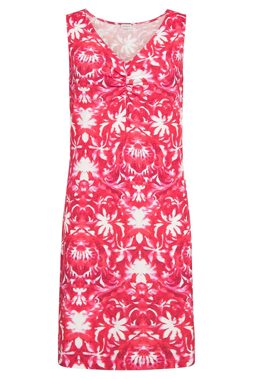 Rösch Strandkleid Ärmellos im Ornament-Druck Rot-Weiß Raffungen Tägliche Deals