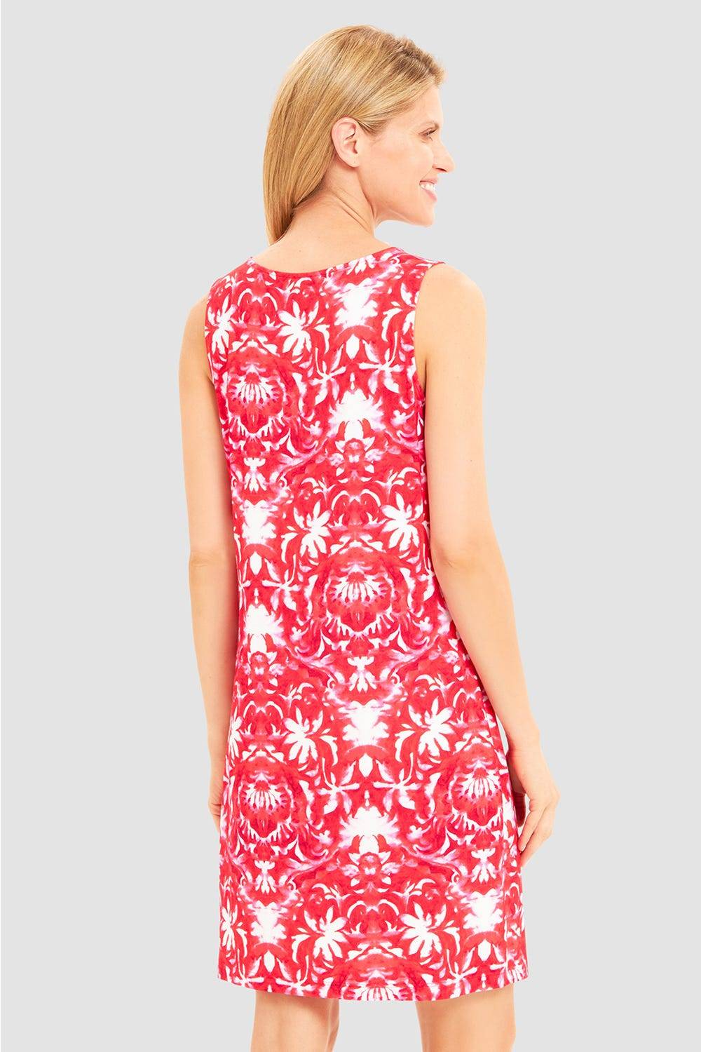 Rösch Strandkleid Ärmellos im Ornament-Druck Rot-Weiß Raffungen Tägliche Deals