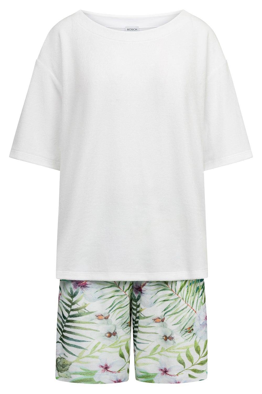 Rösch Pyjama mit exotischem Blumendruck Frottee Baumwolle/Polyester Bis zu 50% Rabatt