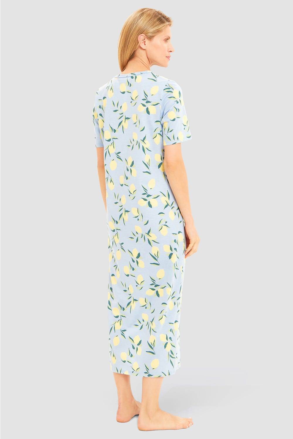 Rösch Nachtkleid im Zitronendruck Maxilänge sommerlich 100% Baumwolle Clearance-Verkauf