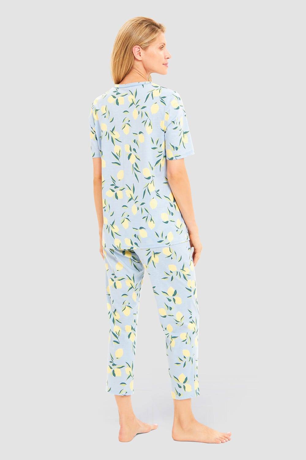 Rösch Pyjama im Zitronendruck sommerlich 100% Baumwolle Kostenloser Versand international