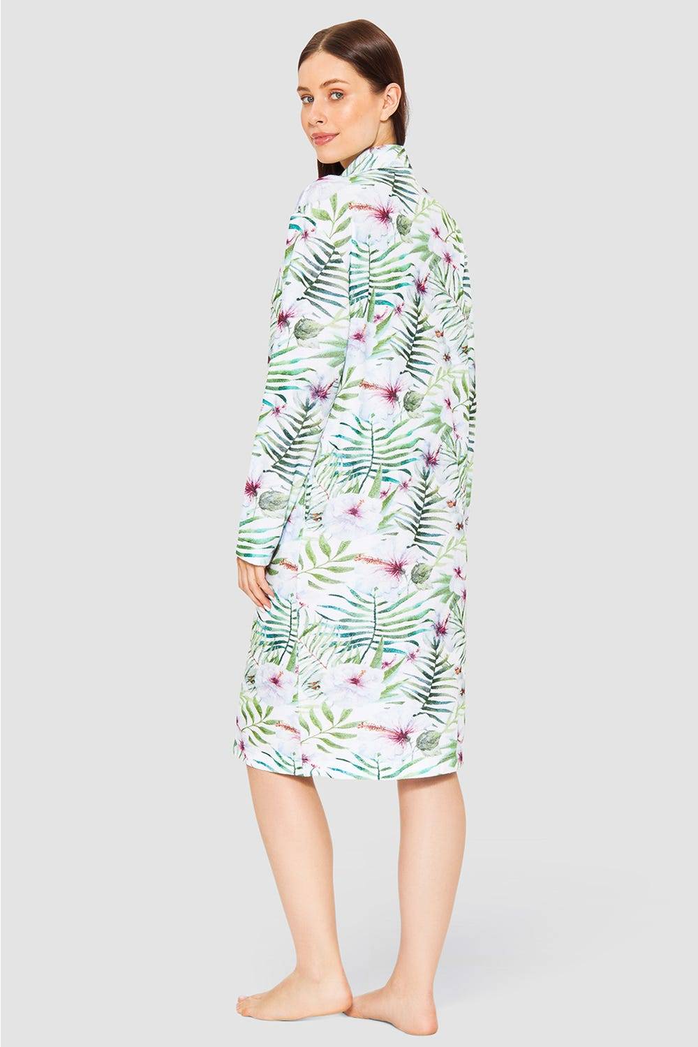 Rösch Morgenmantel im exotischem Blumendruck Frottee Baumwolle/Polyester Outlet