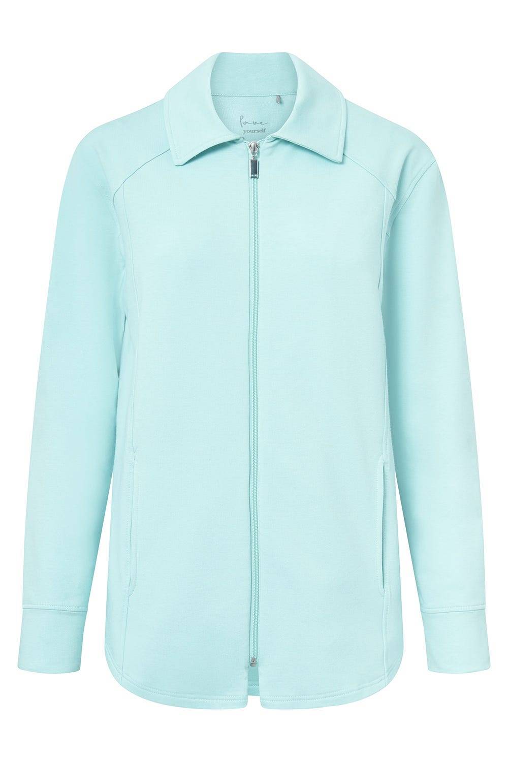 Rösch Sweatjacke mit Ziernähten Türkisblau Baumwolle/Elasthan Angebote