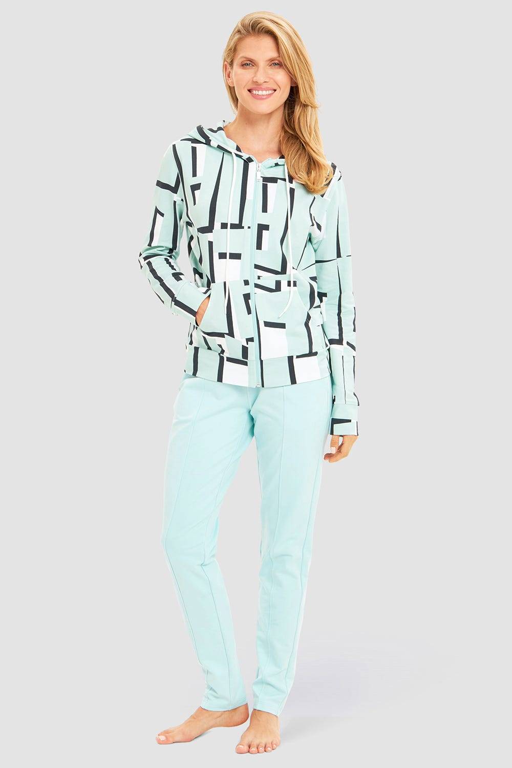 Rösch Sweatjacke im Letter-Print Türkis Baumwolle/Elasthan Hotsell
