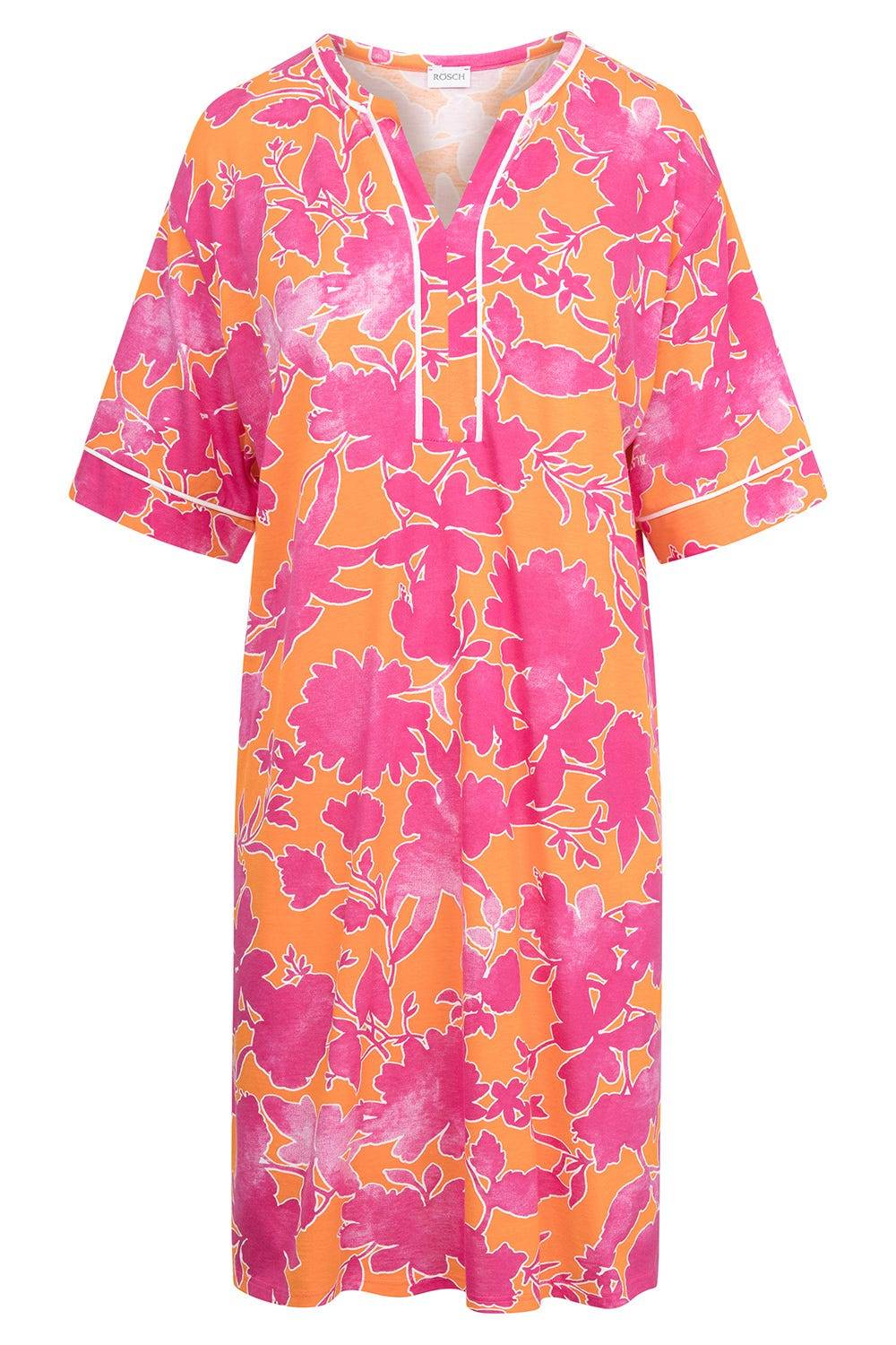 Rösch Nachthemd im floralen Druck Orange-Pink Tunika-Style Baumwolle/Modal Kostenloser Versand