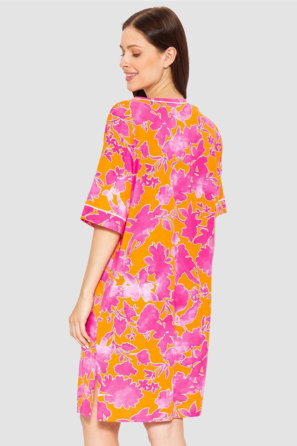 Rösch Nachthemd im floralen Druck Orange-Pink Tunika-Style Baumwolle/Modal Kostenloser Versand