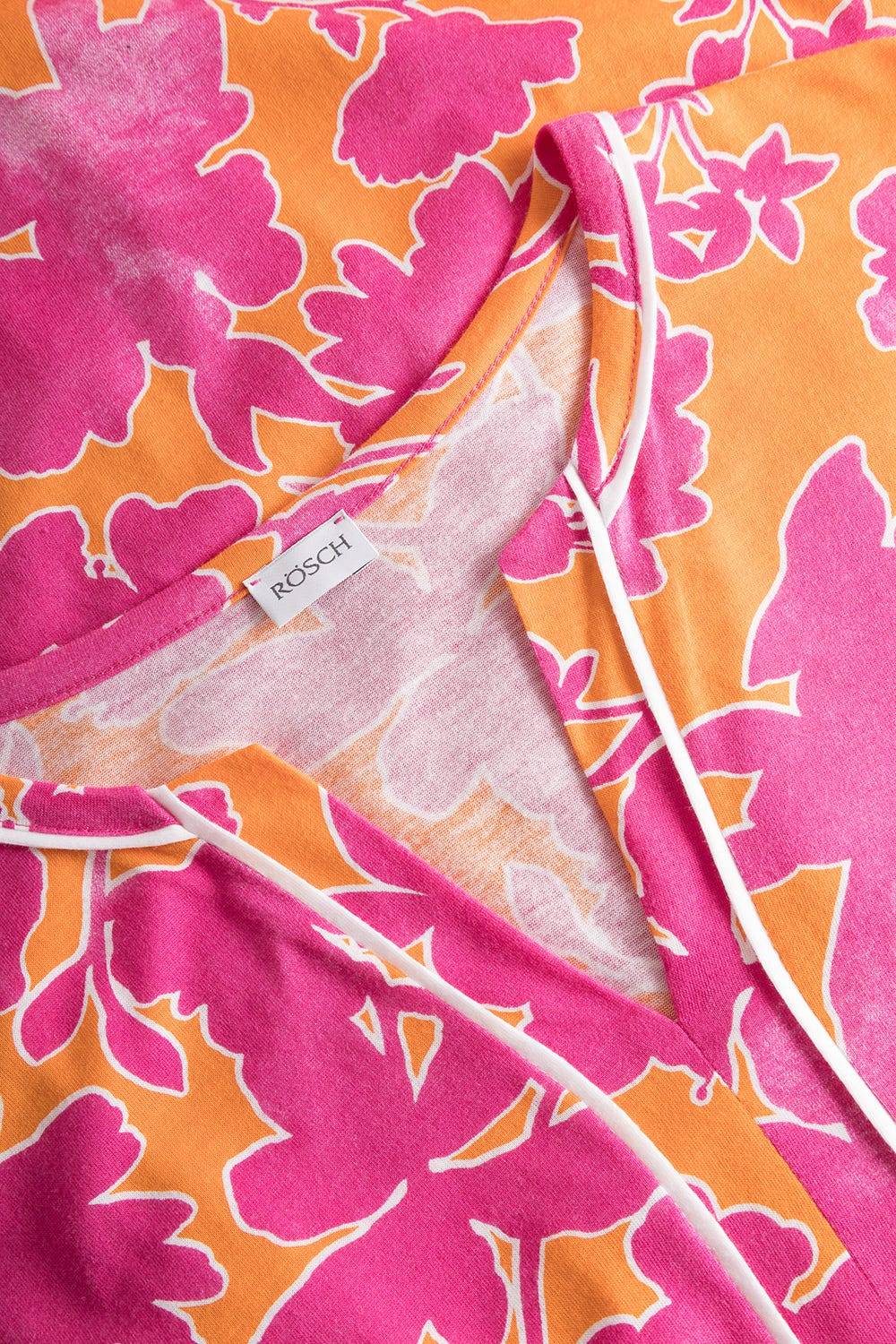 Rösch Nachtkleid im floralen Druck Orange-Pink Tunika-Style Maxi-Länge Baumwolle/Modal Limitierter Zeitrabatt