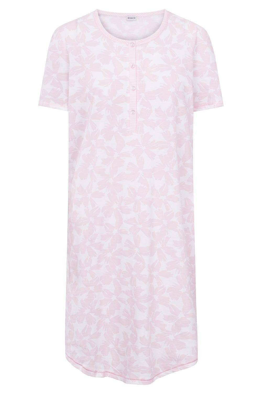 Rösch Nachthemd im Muster-Mix Blumen Streifen Rosa 100% Baumwolle Sonderangebot