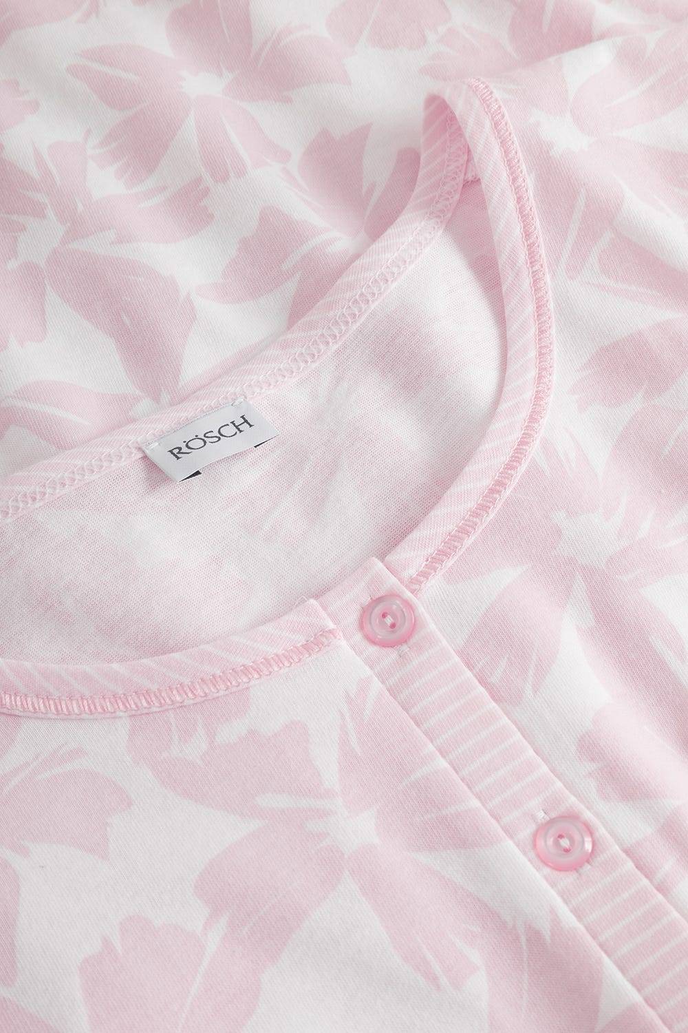 Rösch Pyjama im Muster-Mix Blumen Streifen Rosa 100% Baumwolle Rabatt