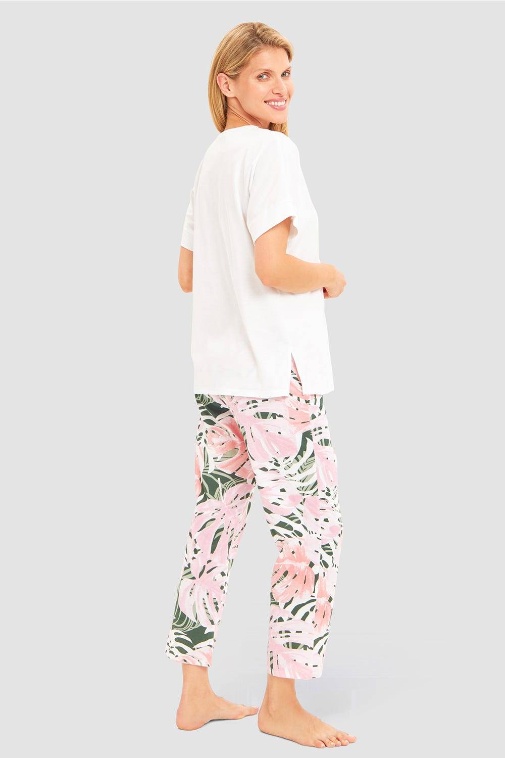Rösch Pyjama mit Blätterdruck exotisch 100% Baumwolle Großer Ausverkauf