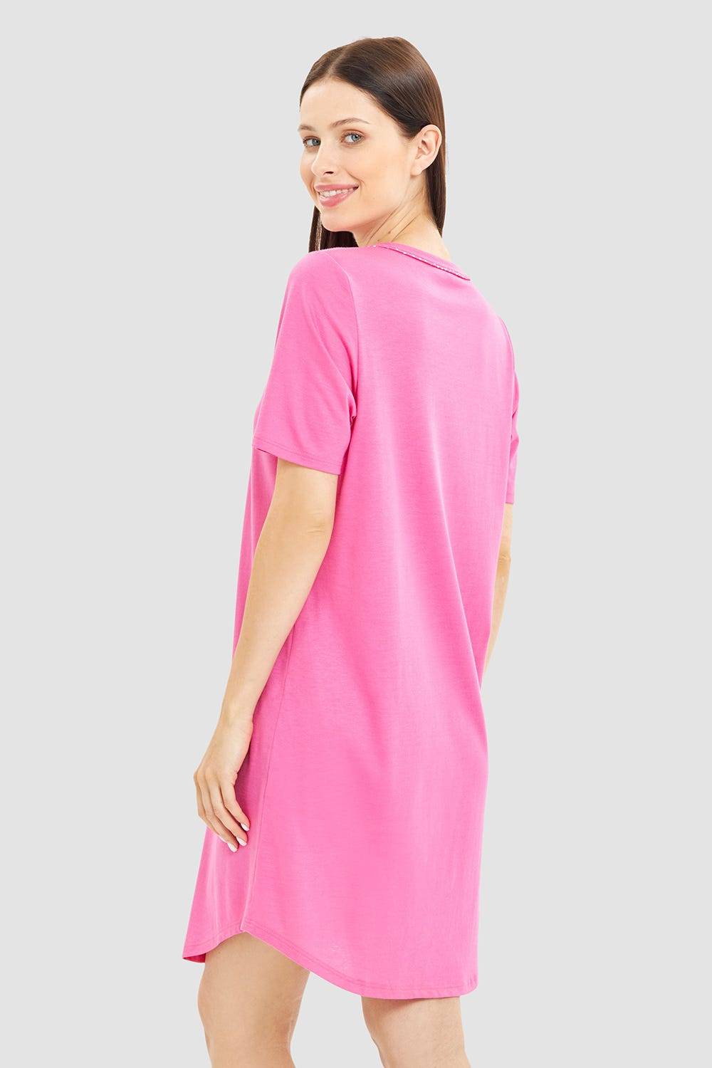Rösch Nachthemd mit Statement-Print Pink Baumwolle/Modal Flash Sale