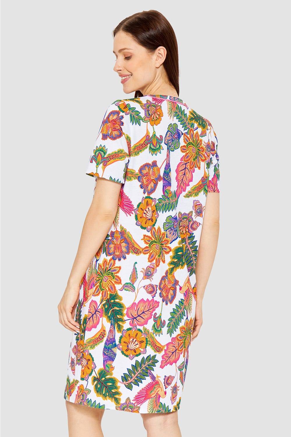 Rösch Nachthemd Kurzarm mit Blumenprint exotisch Baumwolle/Modal Preisnachlass