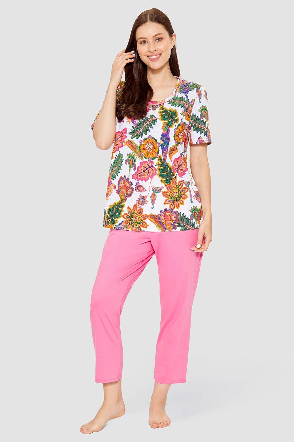 Rösch Pyjama mit Blumenprint exotisch Baumwolle/Modal Saisonschlussverkauf
