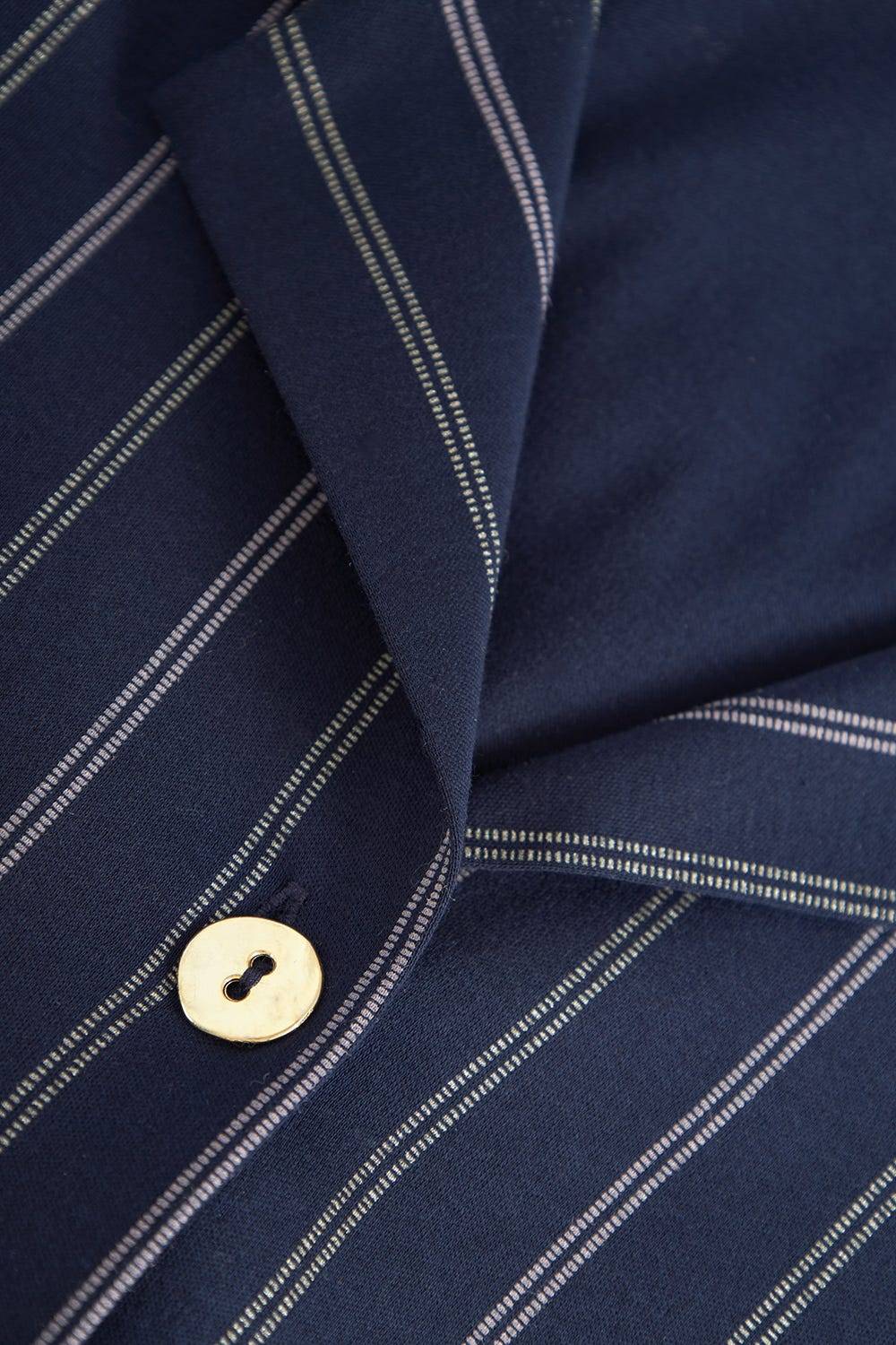 Rösch Pyjama im Nadelzug Dunkelblau Herrenhemdstil 100% Baumwolle Muttertagsangebot