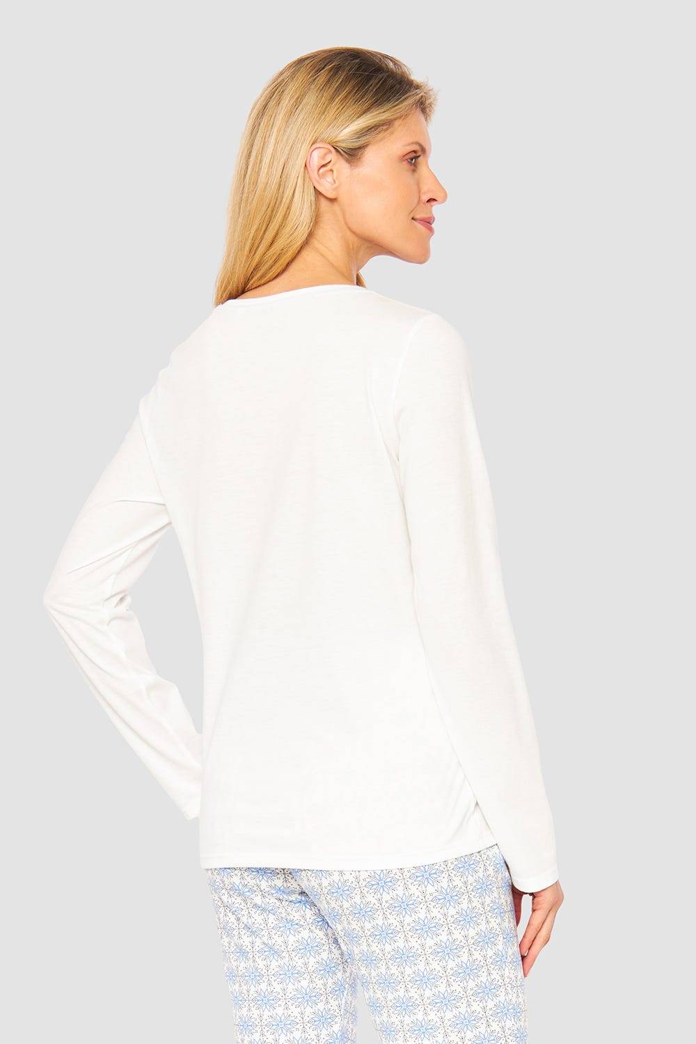 Rösch Shirt mit Schneeflocken Weiß Blau 100% Baumwolle Vatertagsangebot