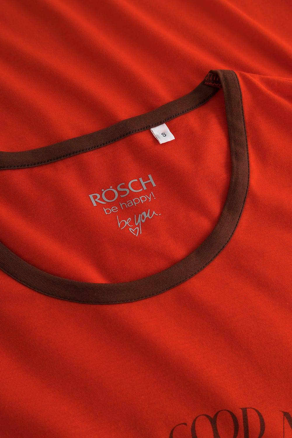 Rösch Nachthemd mit Schriftzug Rot Braun 100% Baumwolle Blitzangebot