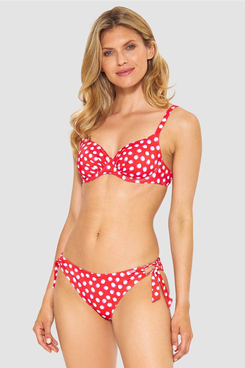 Rösch Bikini-Hose im Retro-Tupfendruck Rot-Weiß zum Binden Letzte 3 Tage