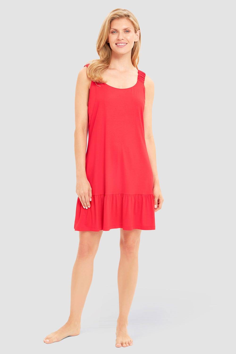 Rösch Strandkleid Ärmellos mit welligem Saum in Rot Viskose/Elasthan Letzter Tag