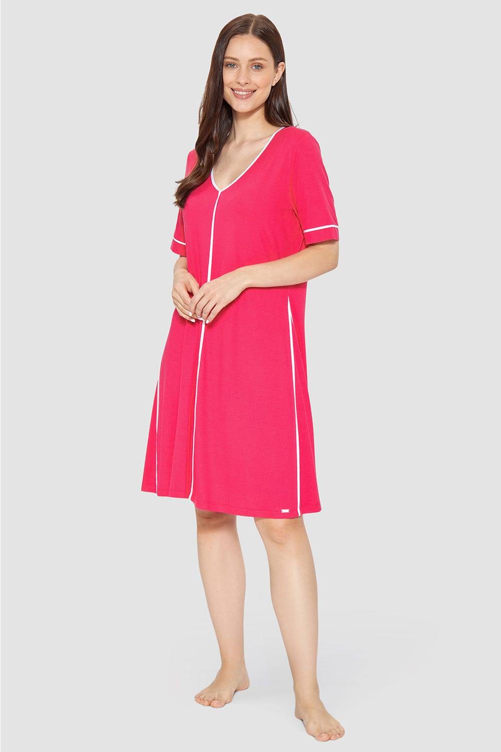 Rösch Strandkleid Kurzarm mit Kontrast-Paspeln Viskose/Elasthan Bis zu 50% Rabatt