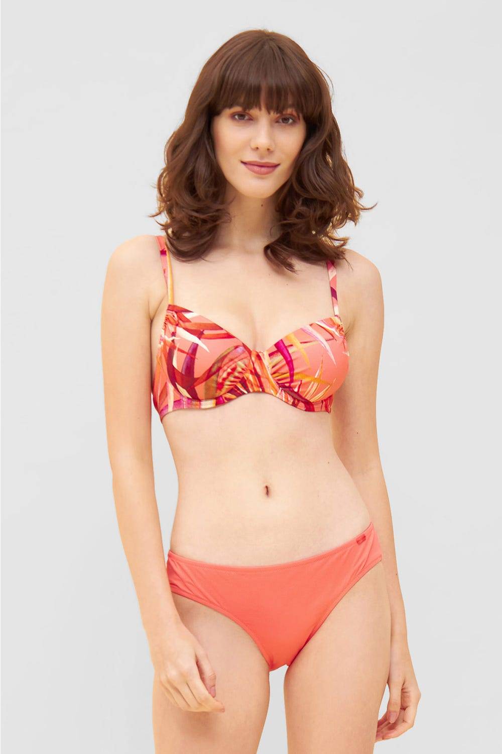 Rösch Bikini-Oberteil im bunten Blätter-Druck Bügel Mix &amp; Match recyceltes Polyamid/Elasthan Clearance-Verkauf