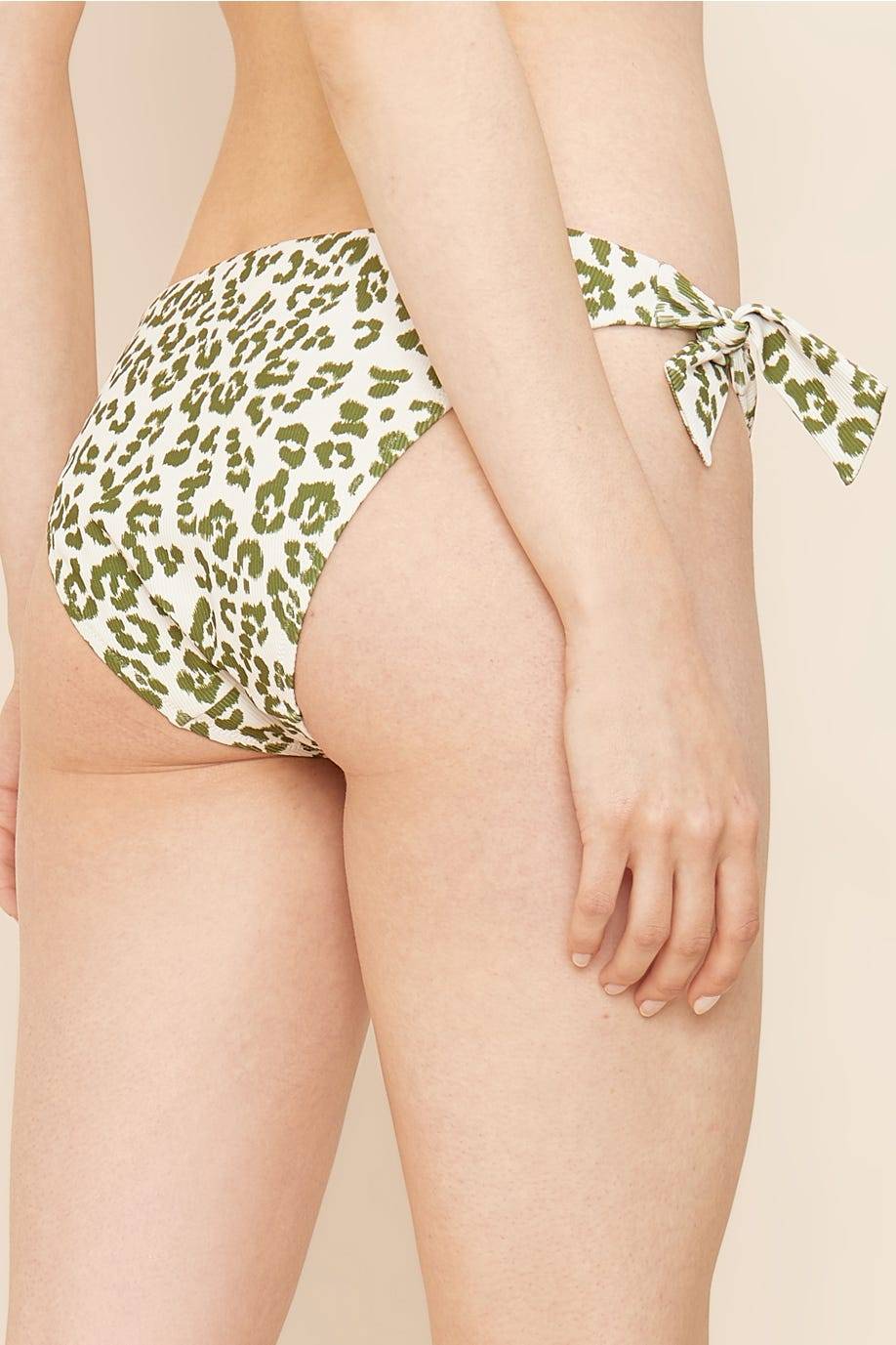 Rösch Bikini Hose im Leo-Druck Grün-Weiß Rippstruktur Animalprint Mix und Match Lycra Verkauf