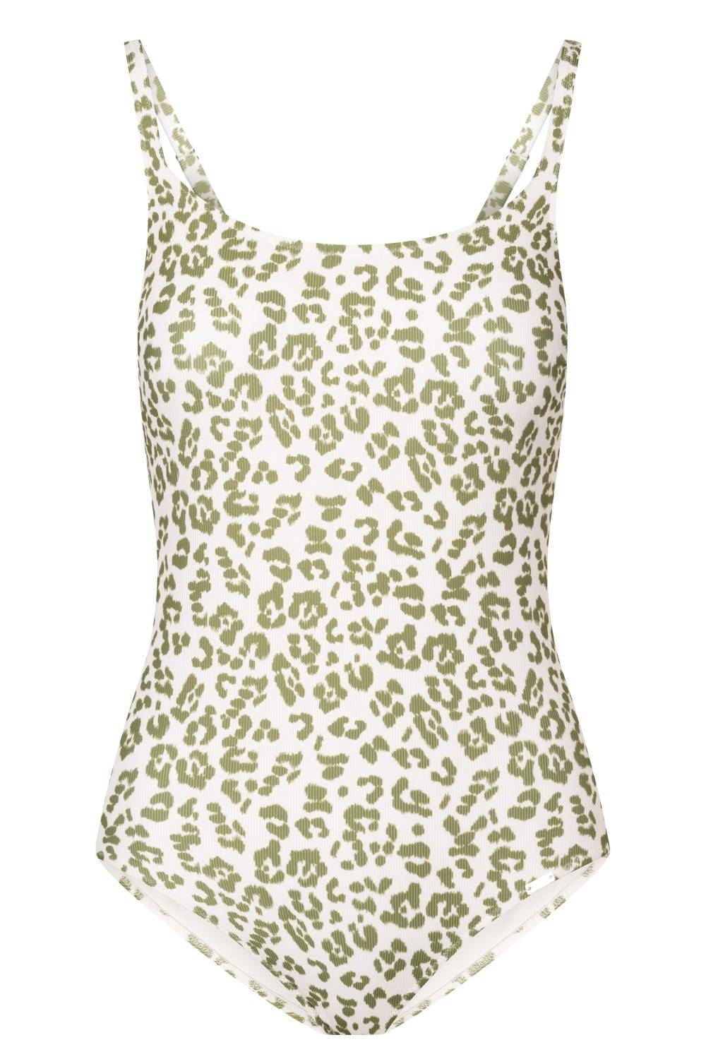 Rösch Badeanzug im Leo-Druck Grün-Weiß Rippstruktur Animalprint Lycra Angebote