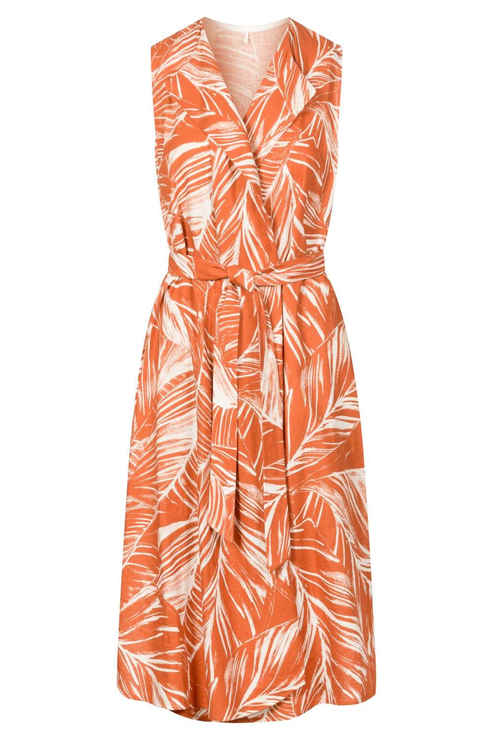 Rösch Freizeitkleid im sommerlichen Blätter-Druck Wickelform Leinen/Viskose Schlussverkauf