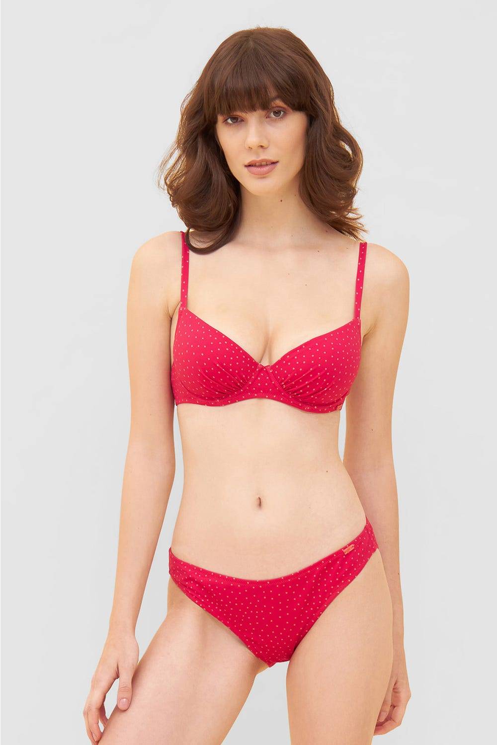 Rösch Bikini-Hose im pinken Mini-Tupfen-Druck recyceltes Polyamid/Elasthan Fabrikverkauf