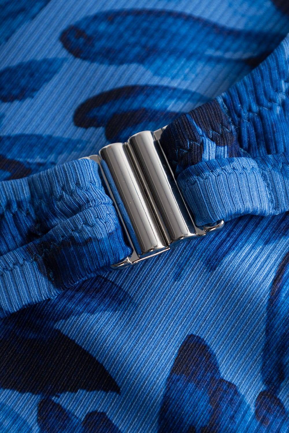 Rösch Bikini Oberteil im blauen Blüten-Druck Wickeloptik recyceltes Polyester/Elasthan Kostenloser Versand