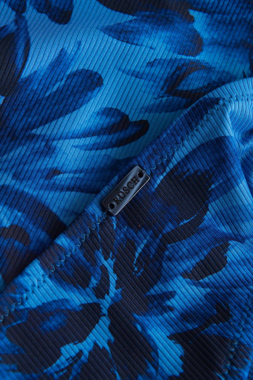 Rösch Bikini Hose im blauen Blüten-Druck Bänder recyceltes Polyester/Elasthan Fabrikpreis