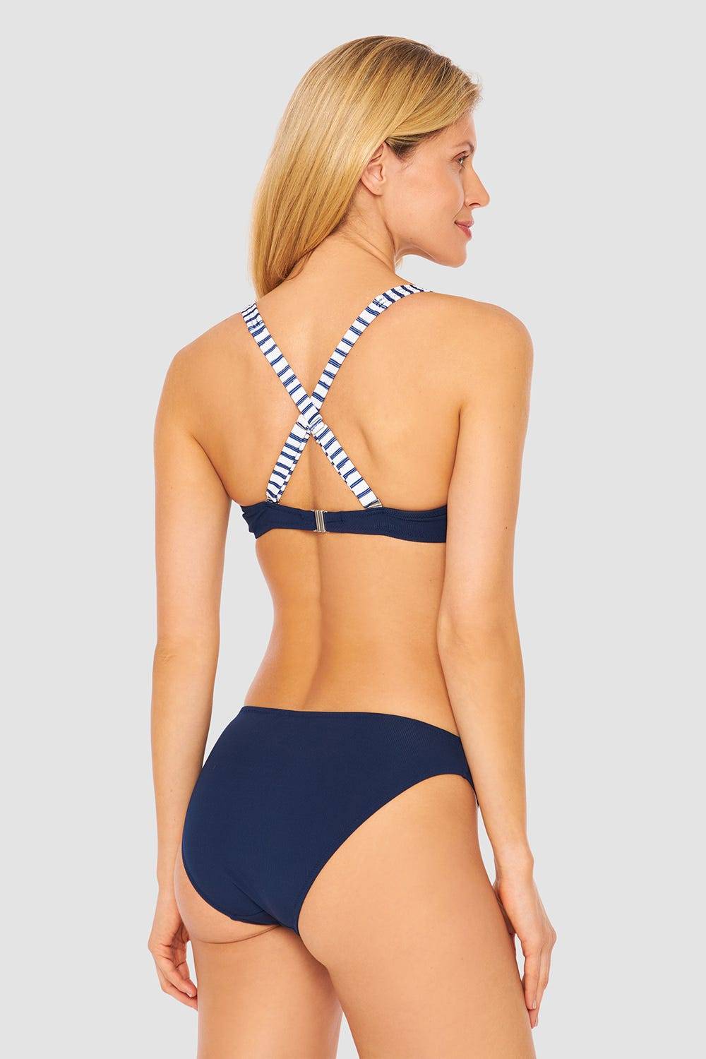 Rösch Bikini Oberteil mit Streifen-Details Ripp überkreuzt recyceltes Polyester/Elasthan Günstig kaufen