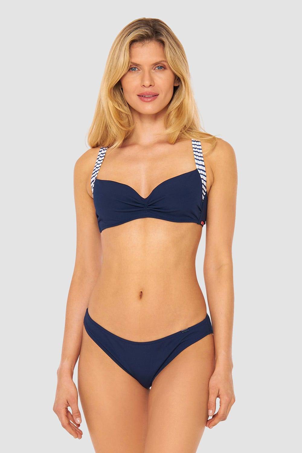 Rösch Bikini Oberteil mit Streifen-Details Ripp überkreuzt recyceltes Polyester/Elasthan Günstig kaufen