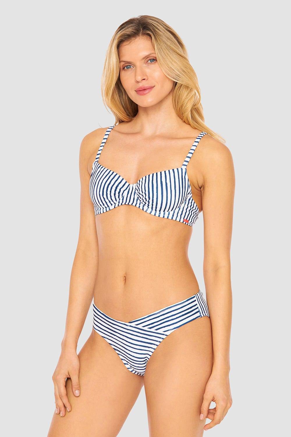 Rösch Bikini Hose im Streifen-Druck V-Optik Ripp recyceltes Polyester/Elasthan Flash Sale