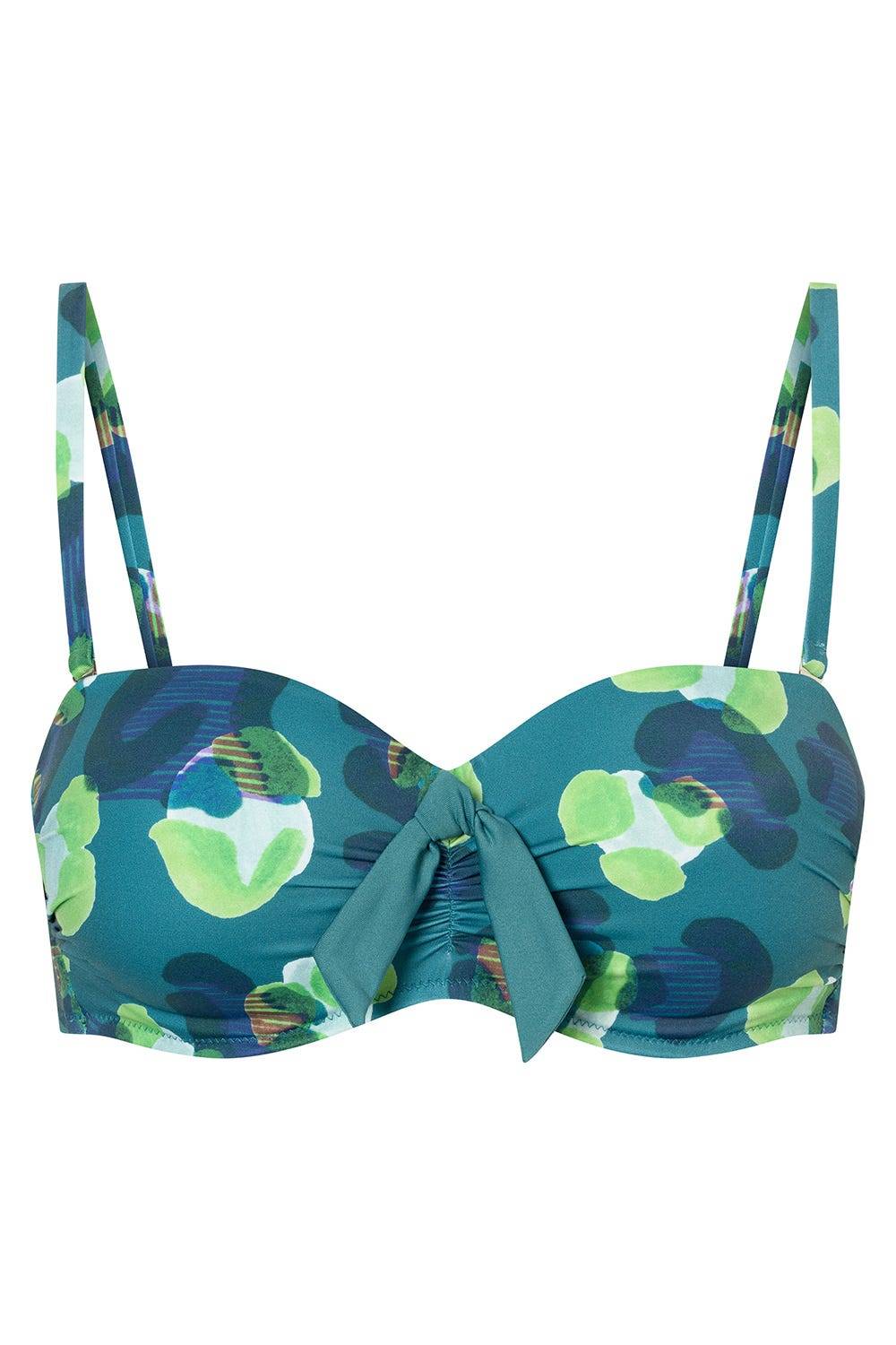 Rösch Bandeau-Bikini-Oberteil im grünen Leo-Design recyceltes Polyamid/Elasthan Osterangebot