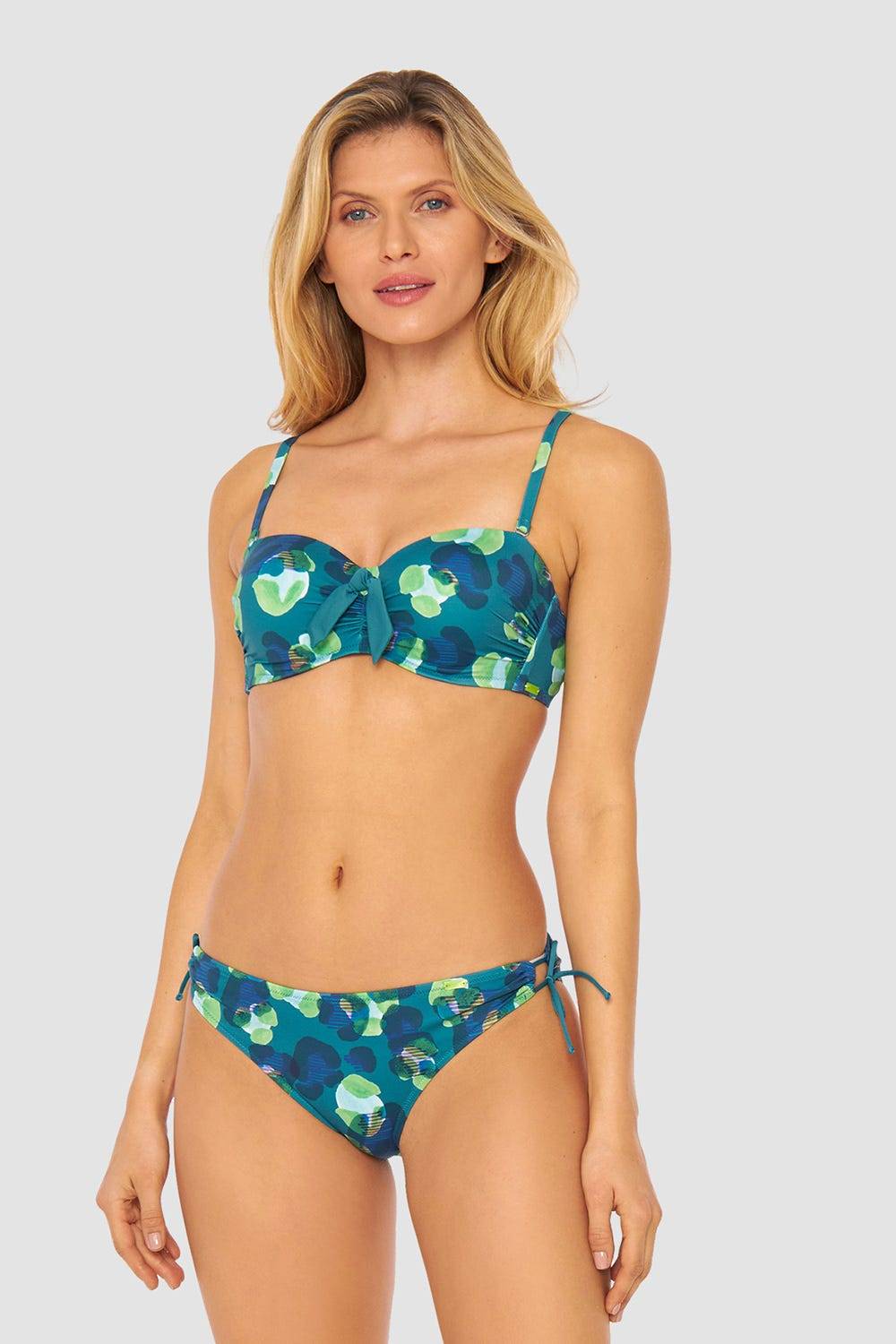 Rösch Bandeau-Bikini-Oberteil im grünen Leo-Design recyceltes Polyamid/Elasthan Osterangebot