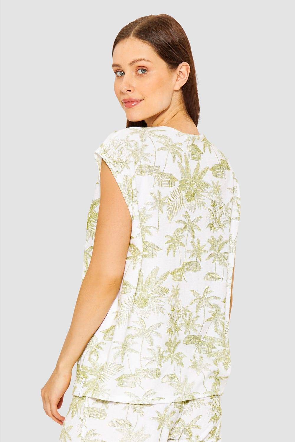 Rösch Frottee-Shirt im Palmenprint Baumwolle/Polyester Heißer Verkauf