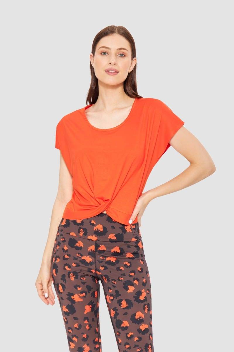 Rösch Y.U Yoga Shirt mit Knoten Orange Sport Mix & Match Baumwolle/ Elasthan