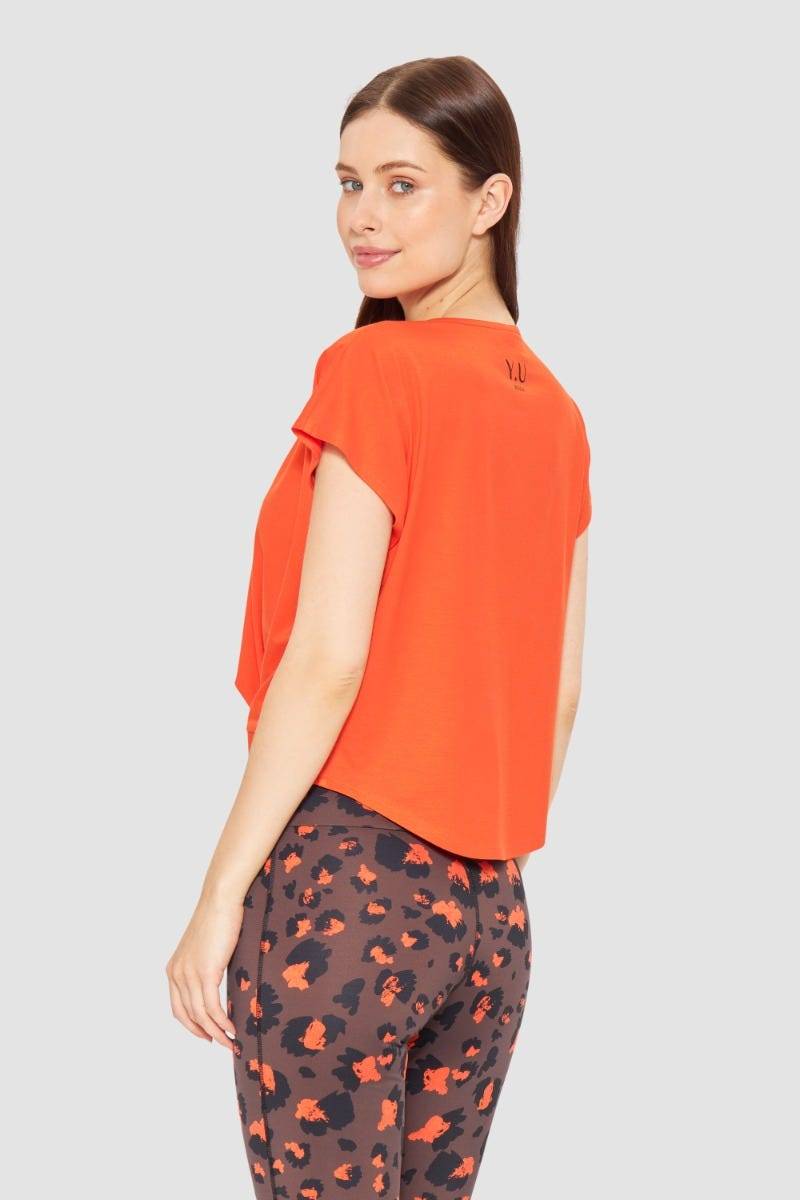 Rösch Y.U Yoga Shirt mit Knoten Orange Sport Mix &amp; Match Baumwolle/ Elasthan Saisonale Angebote