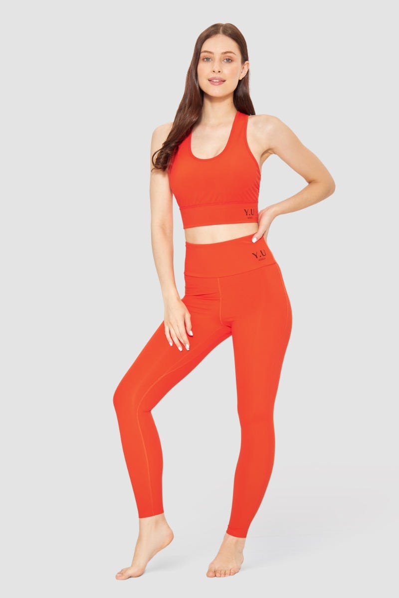 Rösch Y.U Yoga Leggings in Orange Sport Mix &amp; Match recycled Polyamid/Elasthan Kauf eins, bekomm eins gratis
