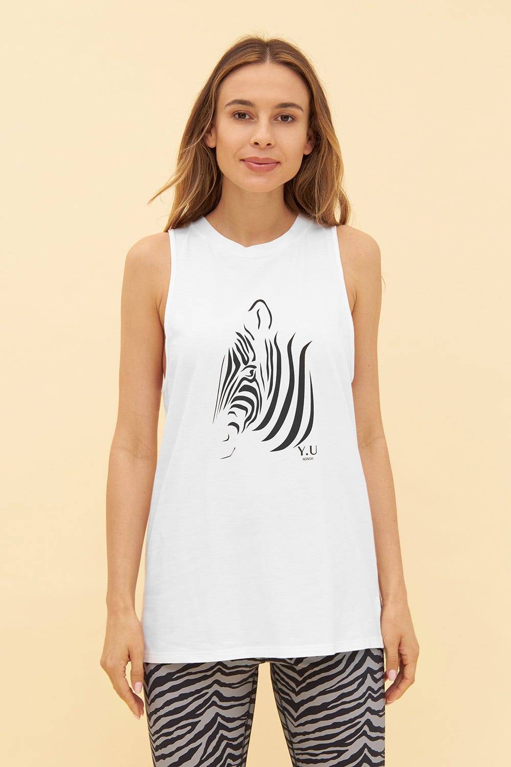 Rösch Y.U Yoga Top mit Motivdruck Zebra Loungewear Sport Mix & Match Baumwolle/Elasthan