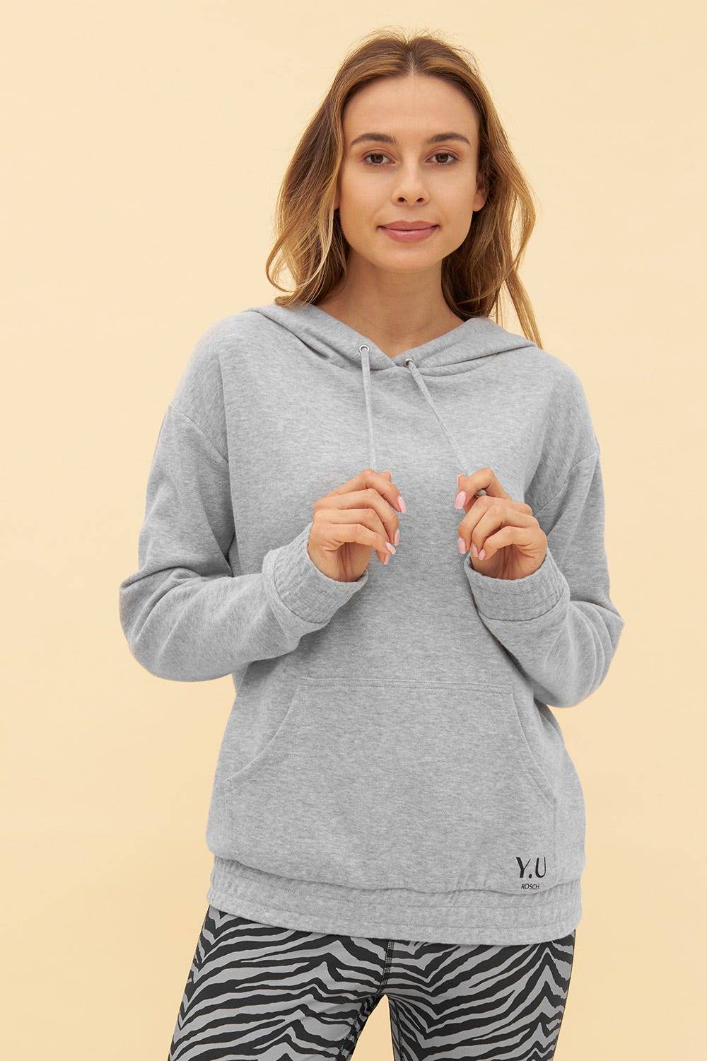 Rösch Y.U Yoga Sweatshirt in Grau Hoodie Loungewear Mix & Match Baumwolle/recycled Polyamid