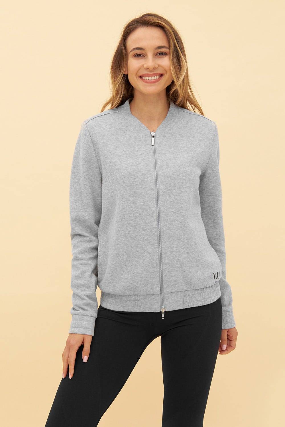 Rösch Y.U Yoga Sweatjacke in Grau Loungewear Mix & Match Baumwolle/recycled Polyamid