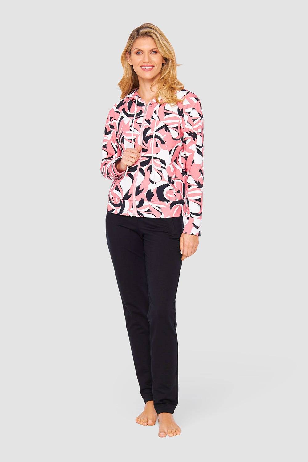 Rösch Sweatjacke im grafischen Druck Kapuze Baumwolle/Elasthan Zeitbegrenzte Promotion