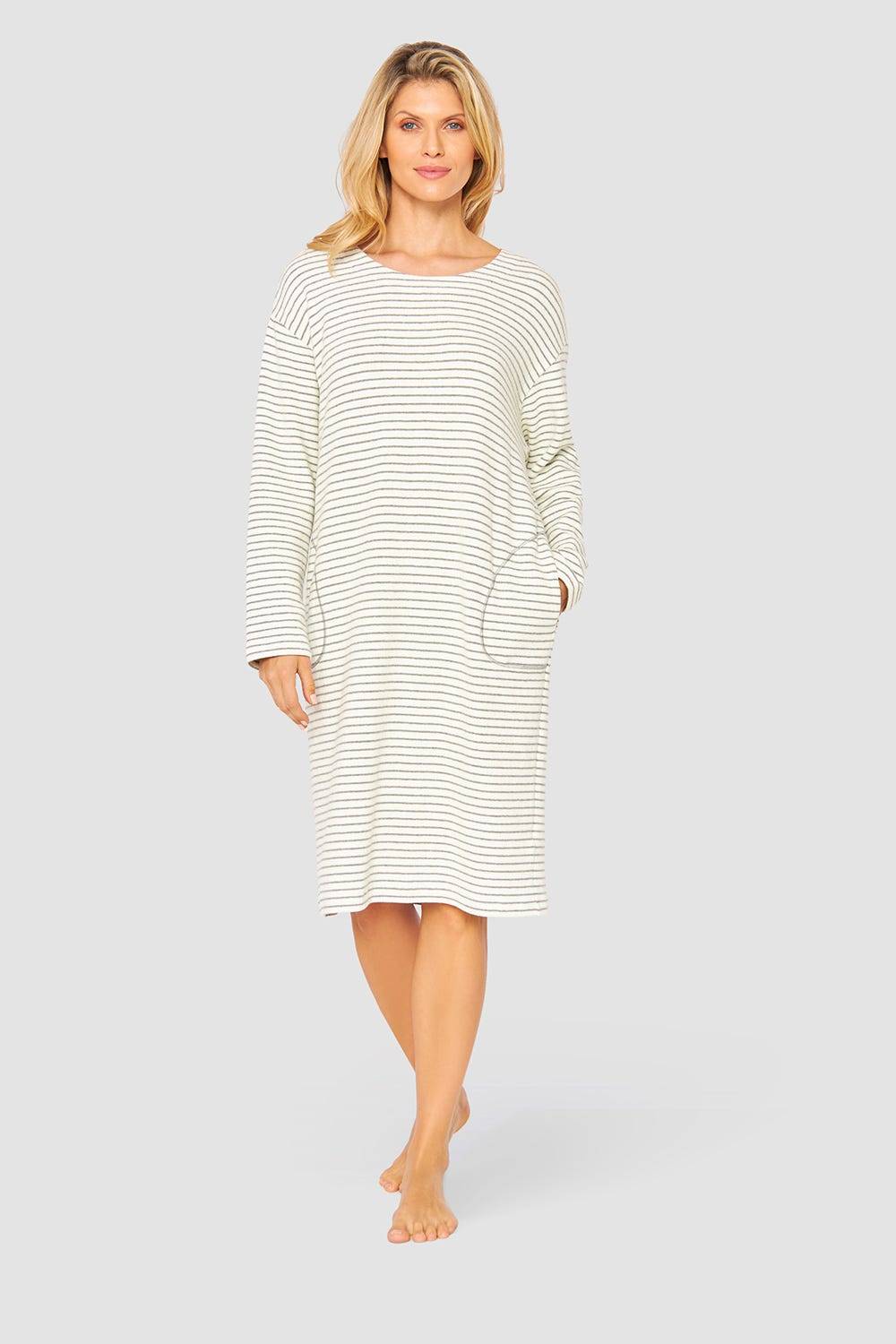 Rösch Hauskleid im Ringelmuster Strick Materialmix Bis zu 55% Rabatt